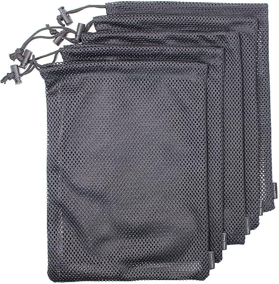 Black Mesh Bag Nylon Sack Durable Drawstring Net Bag Small Travel Stuff Sack Mesh Storage Ditty Bag for Cosmetics Shower Gels Bottle Pot Tennis Golf Ball Outdoor Tools 5
