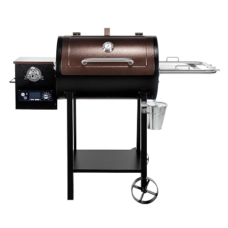 Pit Boss 440 Mahogany Series Wood Pellet Grill & Smoker with Flame Broiler and LED Digital Controller, 518-Sq. In. Cooking Space, 180F to 500F Temperature Range, 5 lb. Pellet Hopper, Brown
