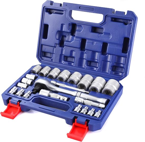 WORKPRO 22-Piece Socket Set, 1/4, 3/8, 1/2 Inch Drive Ratchet Wrench