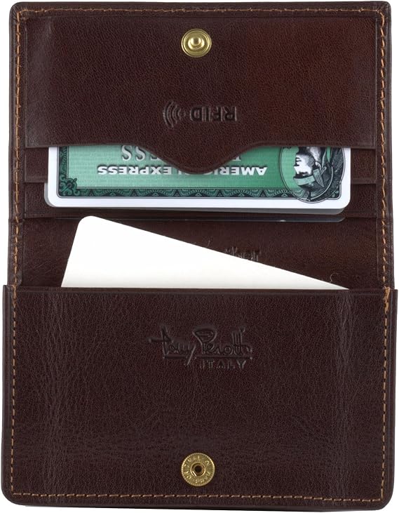 Tony Perotti Italian Leather Business Card Holder Wallet for Men - Brown