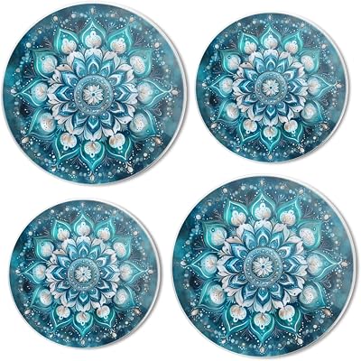 Electric Stove Top Covers Set of 4 for Range Accessories, Mysterious Blue Mandala Art Gas Stove Top Covers for Expanding Counter Space Stovetop Decor