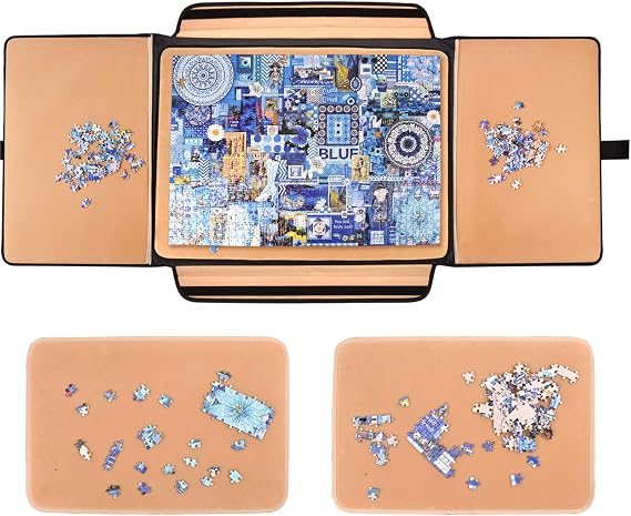 1500 Pieces Jigsaw Puzzle Board, Portable Puzzle Board, 25"35.43" Jigsaw Puzzle Table Board, Puzzle Keeper Puzzle Caddy with Sorting Trays & Detachable Board,Non-Slip Surface