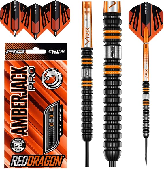 RED DRAGON Amberjack Pro Series Premium Tungsten Darts Set with Flights and Stems
