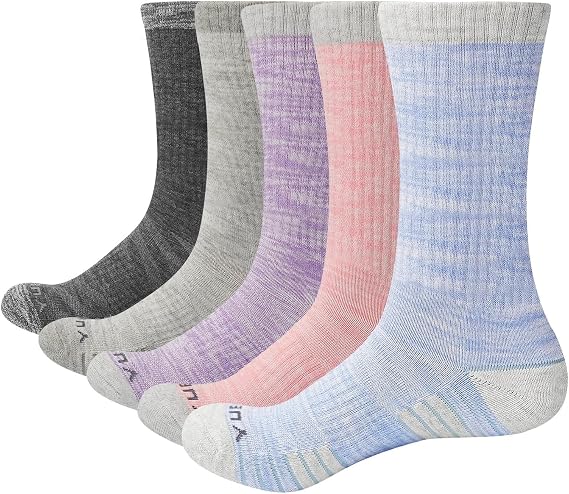 YUEDGE Womens Socks Moisture Wicking Cushioned Crew Socks For Women, Performance Gym Tennis Training Athletic Socks, 5 Pairs