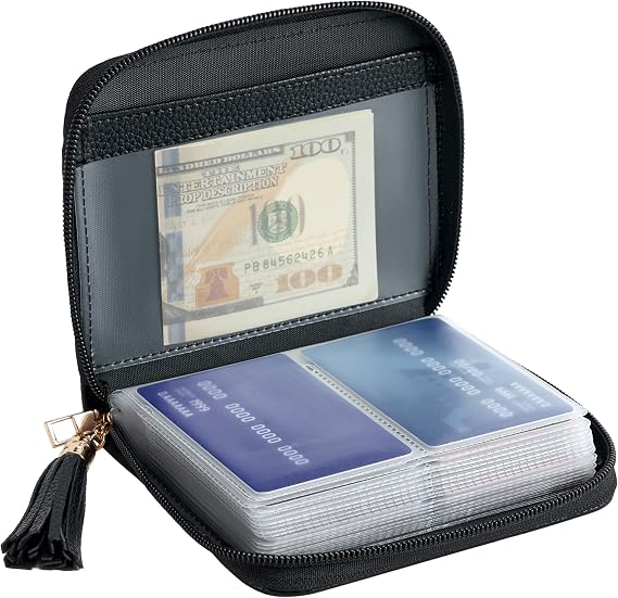 Espera Credit Card Holder Wallet for Women Zipper Leather Card Case RFID Blocking with 40 Card Slots