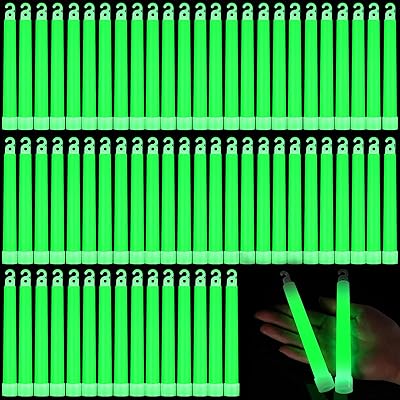 Sotiff 144 Pcs Bright 6 Inch Large Glow Sticks Bulk Emergency Glow in The Dark Sticks with 12 Hour Duration for Camping Hiking Outdoor Parties Activities Survival Storms Green