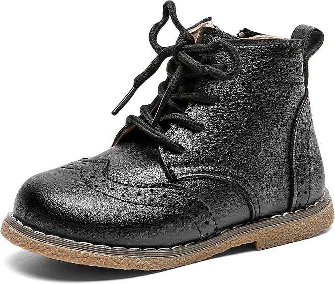 DADAWEN Toddler Baby Boys Girls Hiking Boots Waterproof Leather Non Slip Lace Up Outdoor Work Ankle Winter Snow Boots(Toddler/Little Kid)