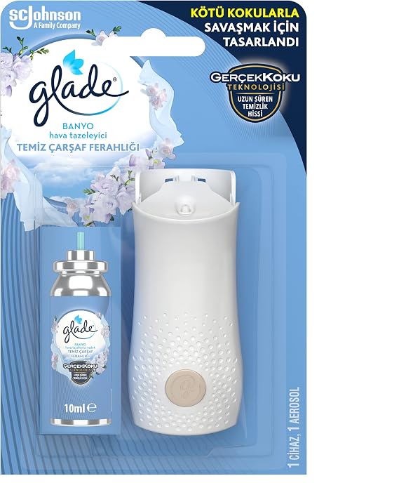 Glade Bathroom Air Freshener Device and Replacement Clean Sheet Refreshment 10 ml