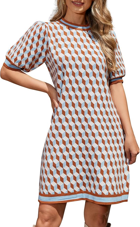 Kedera Sweater Dress for Women 2026 Summer Business Casual Short Sleeve Mini Knit Old Money Dresses Brunch Outfits