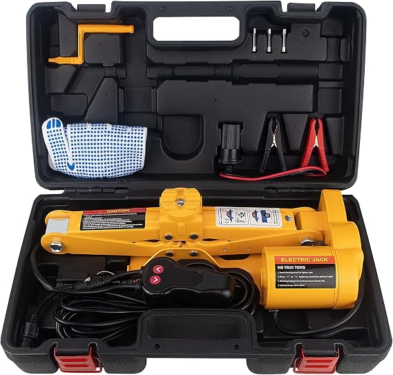 E-HEELP Electric Car Jack 3T Scissor Floor Jack Set 12V Automatic Vehicle Lift Kit for Road Emergency for Sedans(Lifting rang: 4.72~14.57 inch)