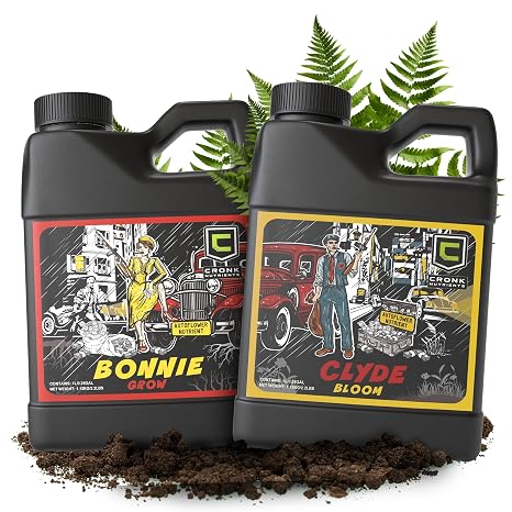 Cronk Nutrients Bonnie and Clyde Autoflower Plant Food - Fertilizer Kit, 1L | Liquid Fertilizer for Vegetative, Flowering Stage - Packed with Micronutrients to Support Plant Growth