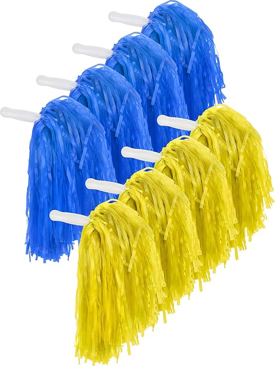Pangda 12 Pack Cheerleading Pom Poms Sports Dance Cheer Plastic Pom Poms for Sports Team Spirit Cheering