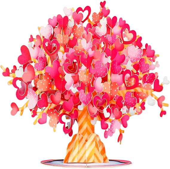 Paper Love 3D Heart Tree Pop Up Card, with Forever Keepsake, Gift for Birthday, Wedding, Anniversary, Graduation, Get Well, Thank You, Mothers Day, Valentines Day, All Occasion - Oversized 10" x 7" Cards - with Envelope And Note Card