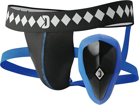 Diamond MMA Jock Strap + Athletic Cup for Men | 4-Strap No Shift Athletic Supporters for Men with Cup for MMA, Boxing, Muay Thai, Wrestling, Jiu Jitsu | High Impact Sports Jockstrap with Cup