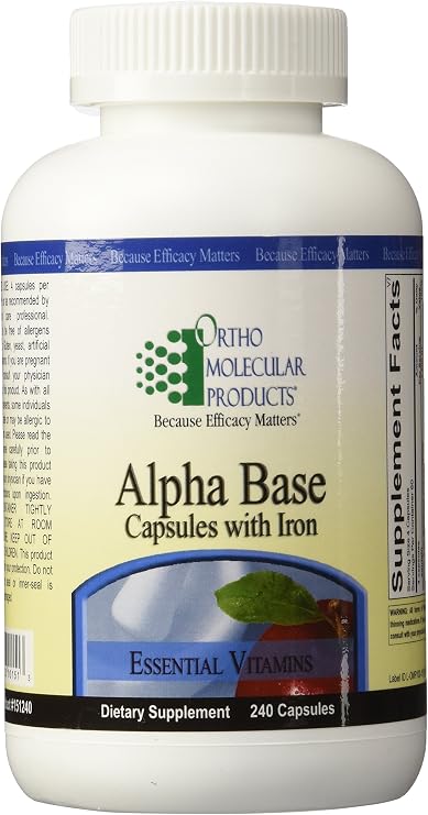 Ortho Molecular Products Alpha Base Capsules with Iron, 240 Count