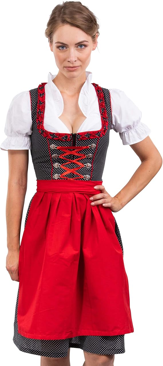 Bavarian Dirndl Dress 3pcs Set - Traditional & Modern Oktoberfest Dirndl Heidi