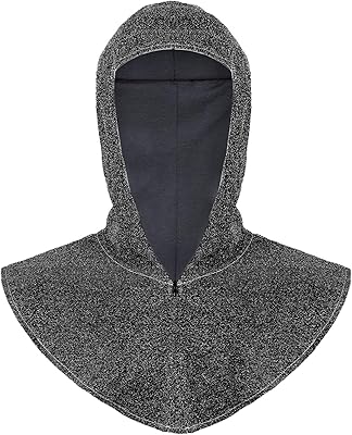 Medieval Faux Chain Mail Knight Coif Costume - Renaissance Hood LARP Copsplay Accessory.