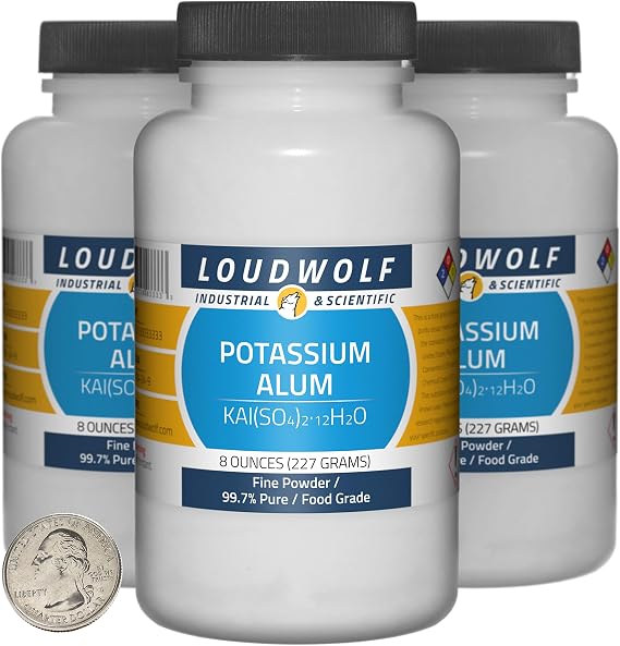 Potassium Alum / 1.5 Pounds / 3 Bottles / 99.7% Pure Food Grade/Fine Powder