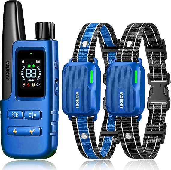 Dog Shock Collar 2 Dogs (10-120Lbs) - 4200FT Dog Training Collar with Remote IPX7 Waterproof Electric Collar with 4 Training Modes, Rechargeable e-Collar for Large Medium Small Dog Cyan Blue