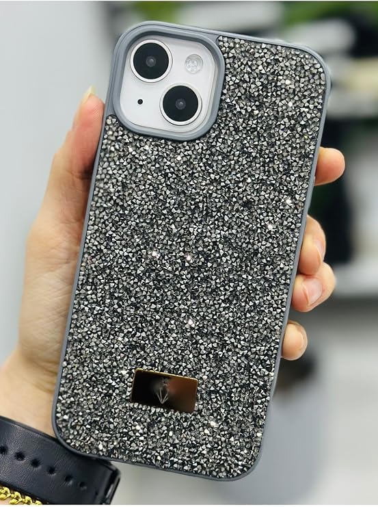 Go Aksesuar Iphone 13-14 ve 15 ile Uyumlu ELMASTasarımlı Taşlı Işıltılı Parlak Pırlanta Silikon Kılıf