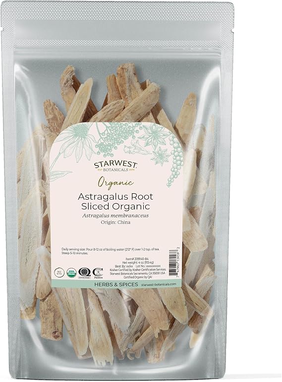 Starwest Botanicals Organic Astragalus Root Sliced, Non-GMO - 4 oz Pouch