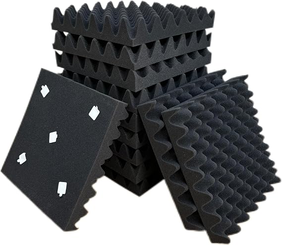 6 Pack Acoustic Foam Panels 12 12 2" Egg Pattern Acoustic Wall Panels Recording Studio Acoustic Foam Panels (Black)