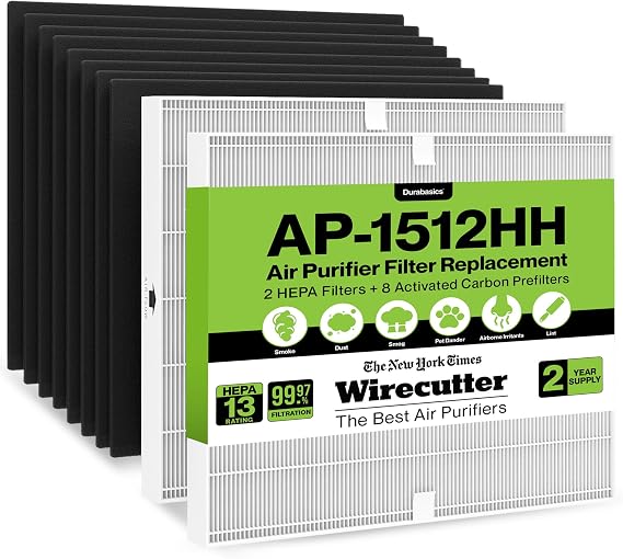 AP-1512HH HEPA Set Compatible with Coway Filter - 2 Year Supply - Compatible with Coway Airmega AP-1512HH & Airmega Filter Replacement - Helps Remove Smoke, Dust, Pollen, Dust, Debris, Pet Dander