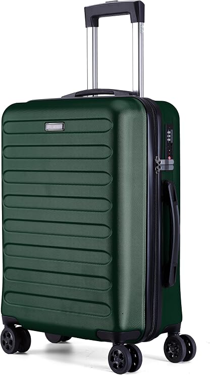 FLIEE Cabin Suitcase Hard Shell | Lightweight Suitcase | Telescopic Handle | TSA 3 Digit Combination Lock | 55x40x20cm cabin | Suitable for Ryanair, Easyjet, Jet 2 Paid Carry-ons | (GREEN, CABIN 20'')