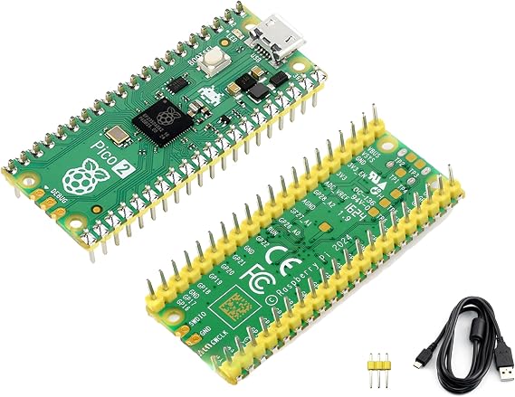 Pico 2 Kit with Pre-Soldered Header Compatible with Raspberry Pi Pico 2 Microcontroller Board +USB Cable, Using RP2350 Chip, Dual-Core & Dual-Architecture Design, 520KB SRAM 4MB Flash (3 Items)
