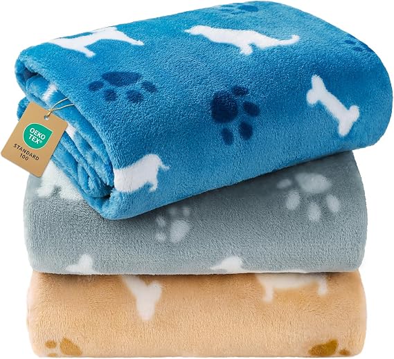 Luciphia 3 Pack Cute Dog Blankets Soft Fleece for Small Puppy Cat,23"x16"
