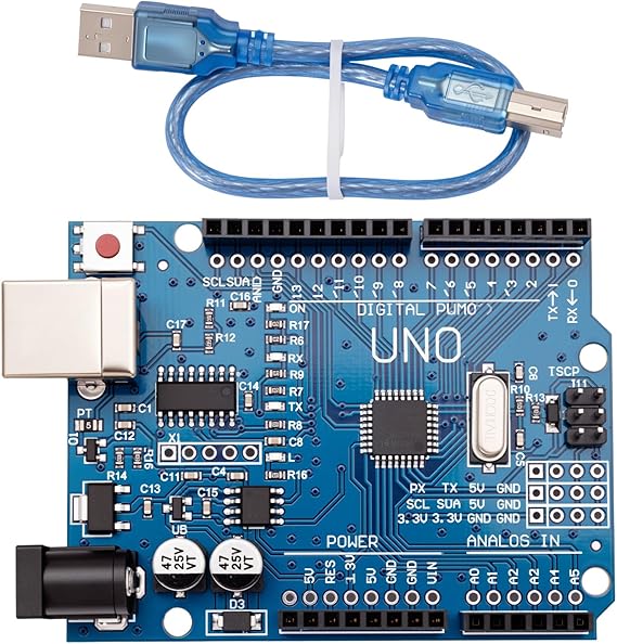 Arduino UNO R3 Board, ATmega328P, 16MHz, USB Cable