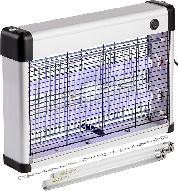 Fly and Insect Killer with 10 Ft Cord, (2) Extra Replacement Bulbs Electric Bug Zapper Indoor Insect Killer - for Moth, Fruit Fly, Garage Bug Catcher/Eliminator/Trap/Shocker/Bug Zapper