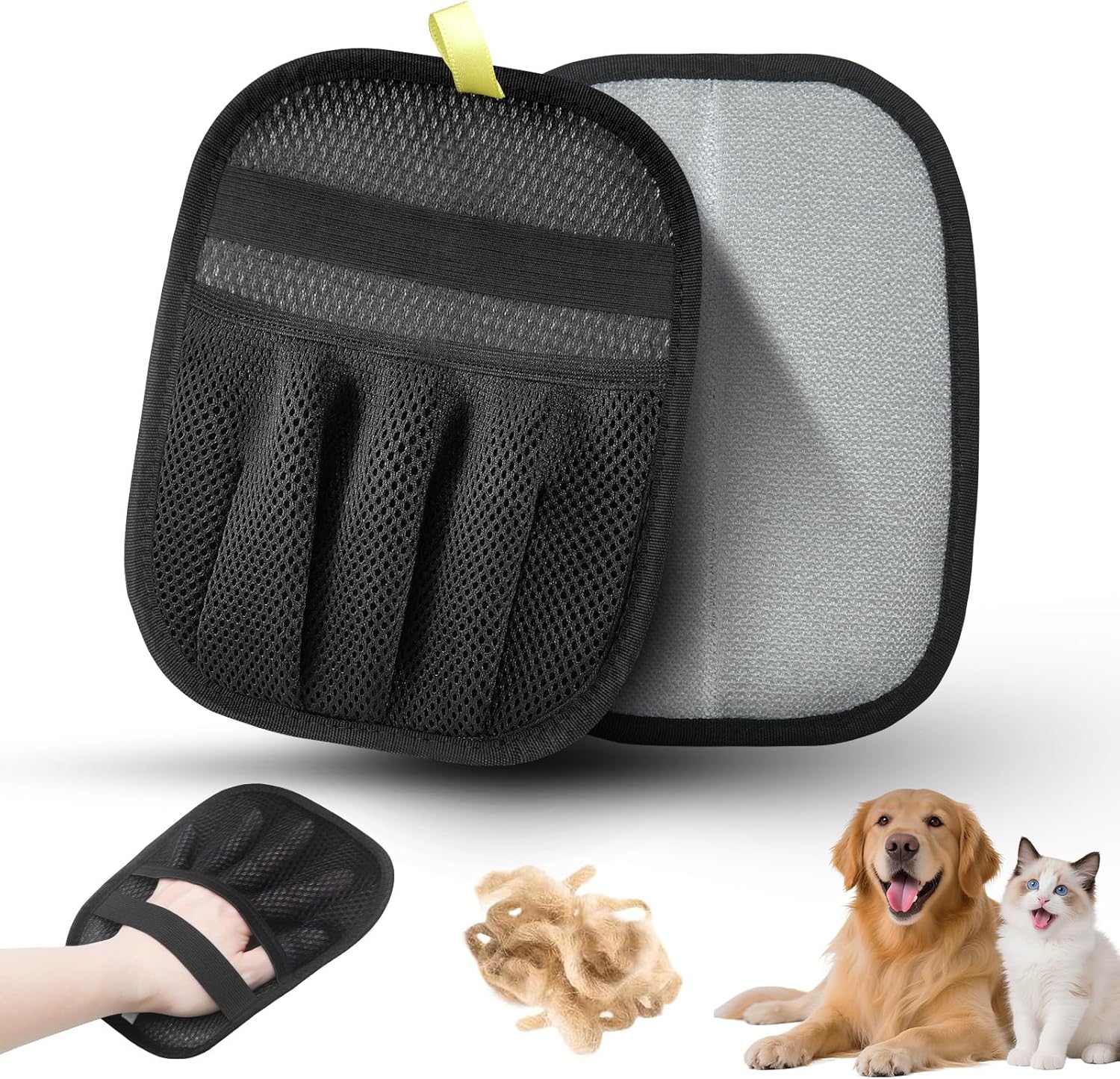 Pet Hair Remover Gloves for Cats & Dogs - Reusable Electrostatic Pet Hair Gloves, Fur Removal Tool for Home, Car Seats
