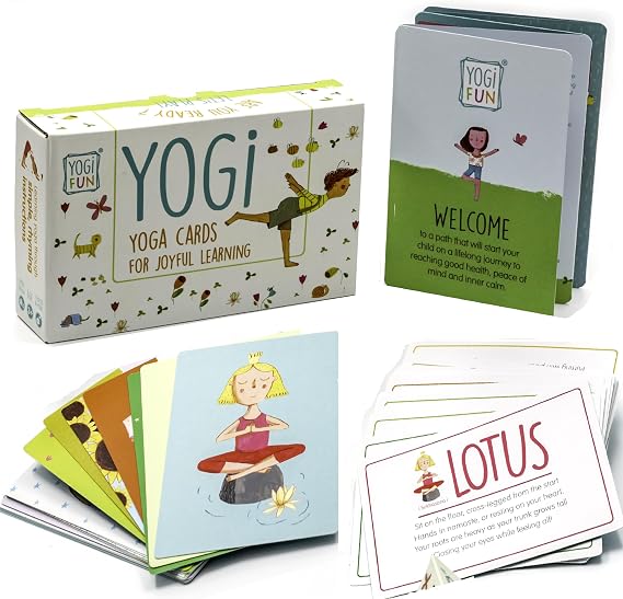 YOGi FUN Yogi Kit Card Game, 40 Yoga Cards Rhyming Game, Award Winning Educational Activities, Includes 2 Cardboard dice. for ADHD, Therapy, Montessori, Waldorf, Classroom