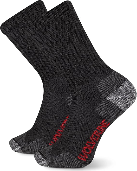 Wolverine Men's Safety Toe Work Boot Crew Socks (2-Pack)