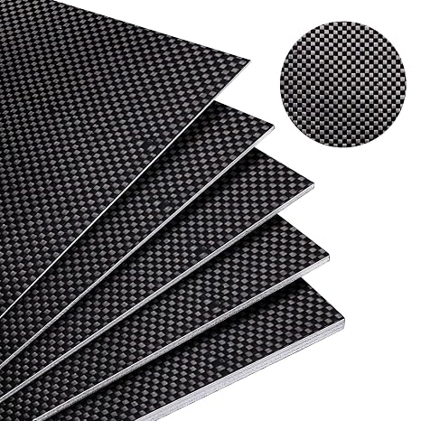 Kalolary Carbon Fiber Board Plate, 3K Real Carbon Fiber Sheets Available in 0.5mm-5mm Plain Weave Twill Weave Carbon Fiber Sheets 100% Glossy Surface Carbon Fiber Sheet (Plain Weave, 300 * 300 * 2mm)