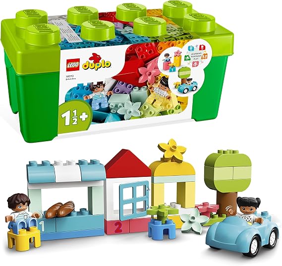 LEGO DUPLO Brick Box - Educational Stacking Toys for 1+ Year Old Boys & Girls - incl. Colourful Number Bricks, a Car & 2 Figures, plus Toy Storage - 10913