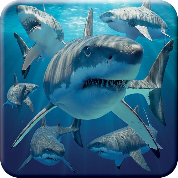 3D LiveLife Cork Coaster - Great White Sharks from Deluxebase. Drinks Coaster with Lenticular 3D Animal Image. Non-Slip Protective Table Drink Mat for Home Decor and Decorative Accessories.