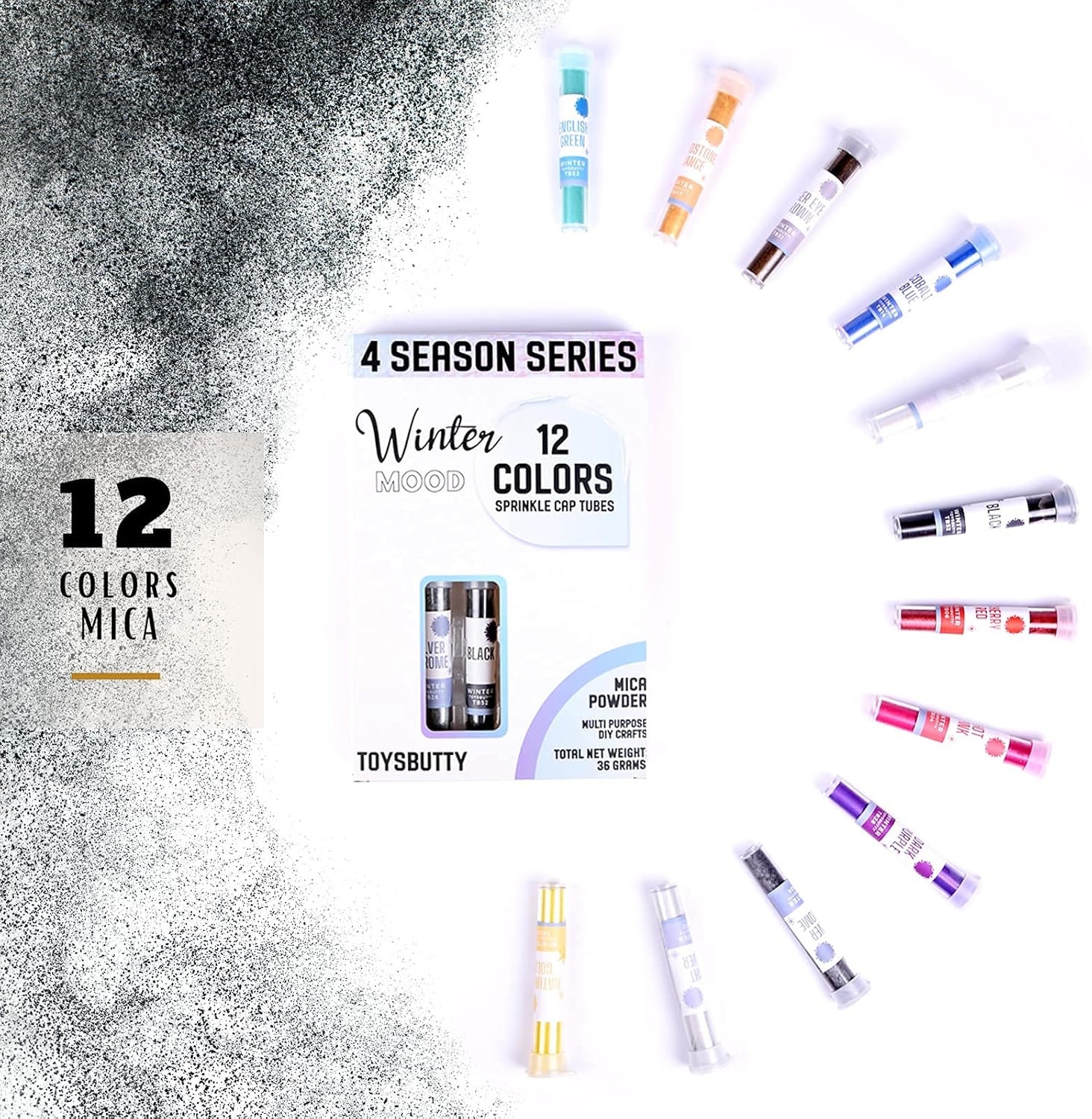 12 Color Mica Powder for Epoxy Resin Pigment Set, Beautiful Flowery Colours stored in Tubes, Soap Making, Bath Bombs, Craft Resin Dye Spring Mood in 4