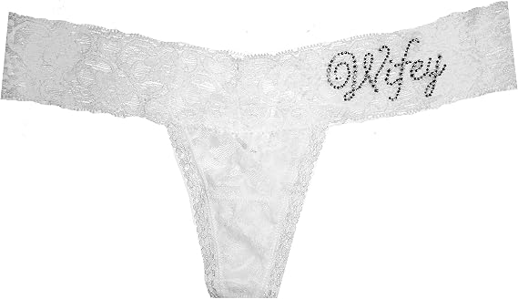 Classy Bride Wifey Wedding Underwear Bedazzled Bridal Lingerie for Women - White