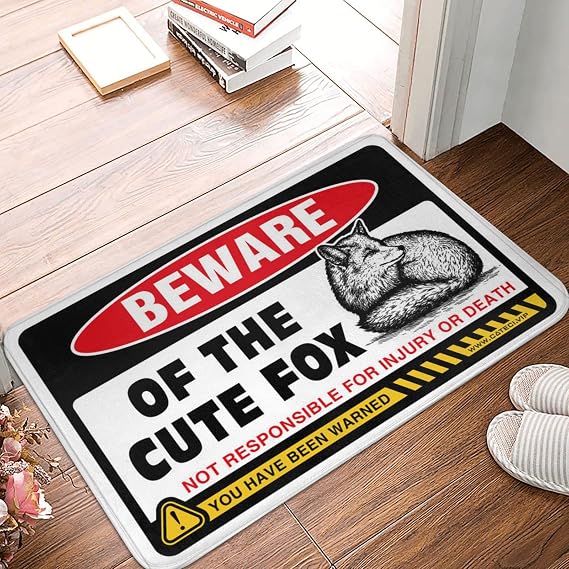 Farm Rug Beware of Cute Fox Doormat Bar Decorations for Man Cave Kitchen Rug Set (Size : 50X80CM)