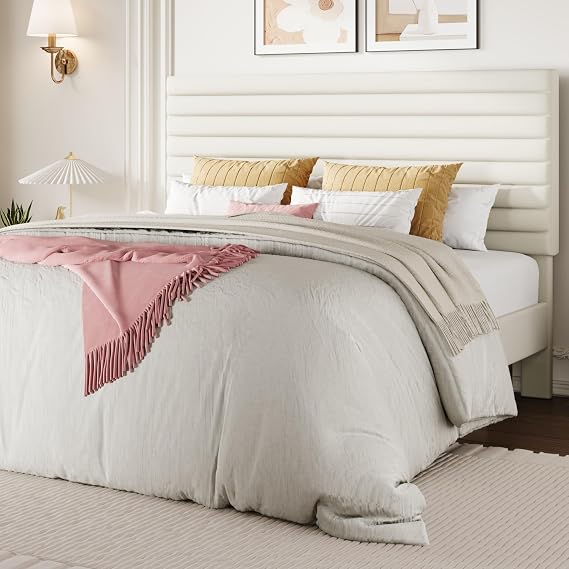 SHA CERLIN Queen Size Platform Bed Frame with Adjustable Headboard