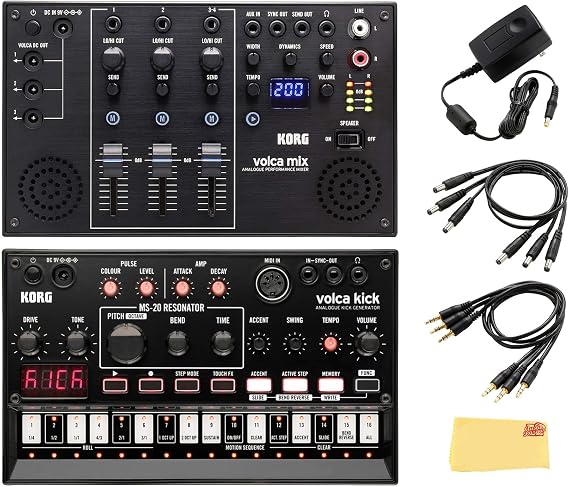 Korg Volca Kick Analogue Kick Generator Bundle with Volca Mix and Austin Bazaar Polishing Cloth