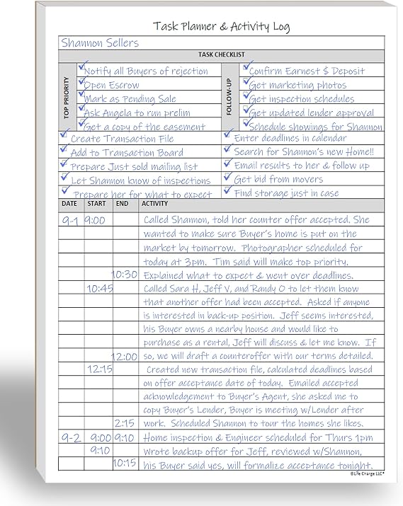 Task Planner & Activity Log Notepad 60 Page Undated Daily & Hourly Planning Pad, To-Do List, Checklist, Track Time & Tasks, ADHD Tracker Organize Workday, Boost Productivity 8.5 x 11 Tear Sheets Life Charge