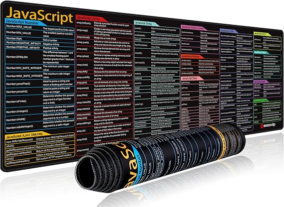 excovip Shortcut Mouse Pad for Javascript,31.4x11.7x0.07 inch Extended Large Cheat Sheet Mousepad PC Office Spreadsheet Keyboard Shortcut Mouse Mat with Non-Slip Stitched Edge 0426