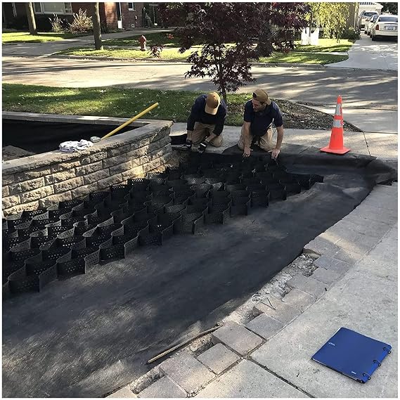 Gravel Ground Grid 2 inch Geocell Ground Grid, HDPE Geo grid Ground Gravel Grid, Geogrid Driveway, Permeable Paver System Ground Stabilization Grid Geocell Permeable Pavers for Landscaping Parking Lot