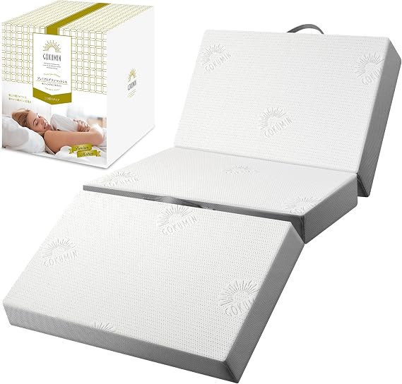 GOKUMIN gmw High Resilience 180N/250N Double Layer Gran Mattress, 3.9 inches 10 cm Thick, Tri-Fold, Bed Mat, Textured Treatment, High Density 34D, Japan Semi-Single 31.5 in 80 cm Wide/White