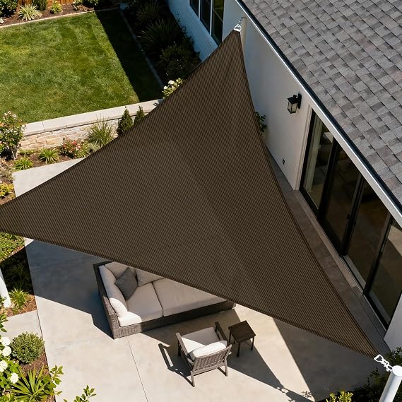 Windscreen4less 12' x 12' x 17' Sun Shade Sail Right Triangle Outdoor Canopy Cover UV Block for Backyard Porch Pergola Deck Garden Patio (Brown)