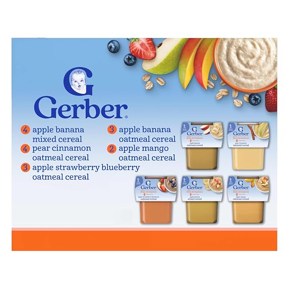 Gerber Stage 2 Fruit and Cereal Variety Pack, 4 Oz, 32 Pack