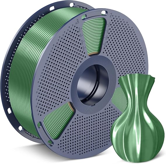 SUNLU Silk PLA Filament 1.75mm, 1KG(2.2lbs), 330 Meters, Silky Bronze Green